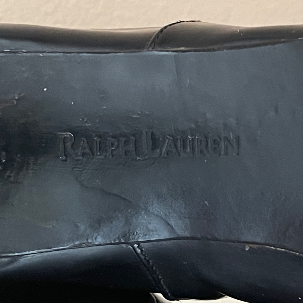 Always Chic!  Vintage Ralph Lauren Black Chelsea Leather Ankle Boots 3" Heel 9.5 - Picture 11 of 14